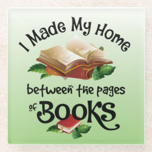 Dessous-de-verre En Verre J'ai fait ma maison entre les pages des livres