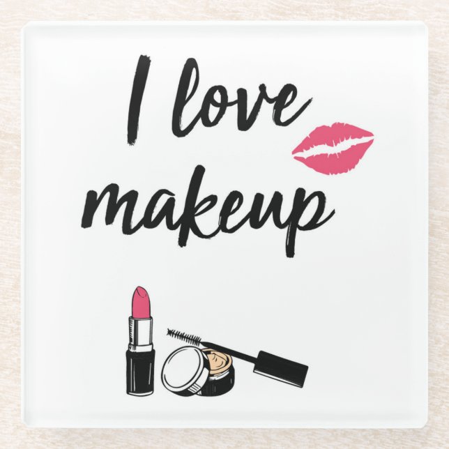 Dessous-de-verre En Verre J'aime le maquillage (Devant)