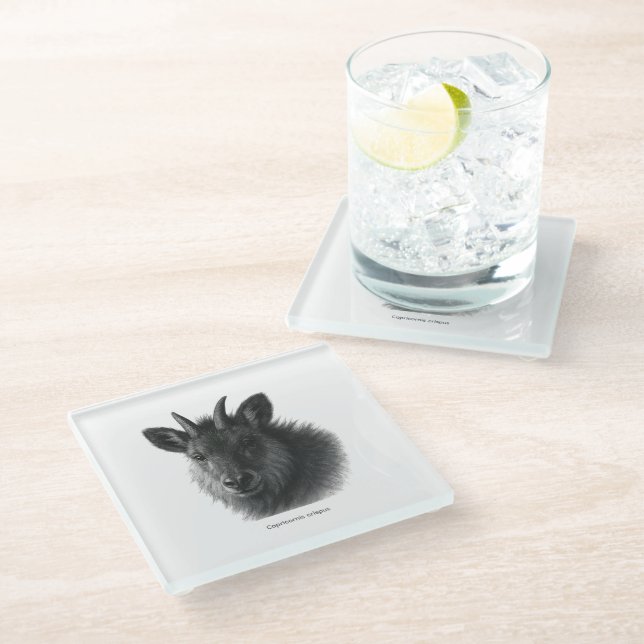 Dessous-de-verre En Verre Japanese Serow Black & White Fine Art (Incliné)