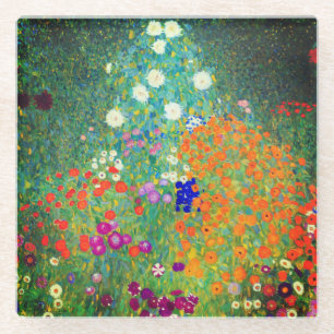 Dessous-de-verre En Verre Jardin aux fleurs Gustav Klimt
