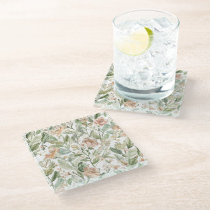 Dessous-de-verre En Verre Jardin Botanique Vert Feuilles Luxuriantes Floral