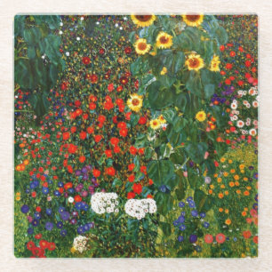 Dessous-de-verre En Verre Jardin de ferme avec des tournesols, oeuvres d'art