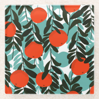 Dessous-de-verre En Verre Jardin de fruits orange incolore Imprimer