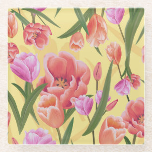 Dessous-de-verre En Verre Jardin de tulipes