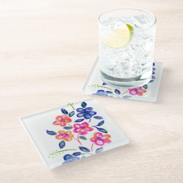 Dessous-de-verre En Verre Jardin fleuri (Incliné)