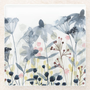 Dessous-de-verre En Verre Jardins posés - fleurs d'aquarelle