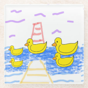 Dessous-de-verre En Verre Jaune Canard Famille Rouge Phare Jaune Jaune Jaune