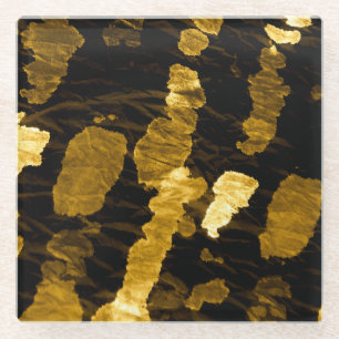 Dessous-de-verre En Verre Jaune teinture cravate, motif aquarelle.