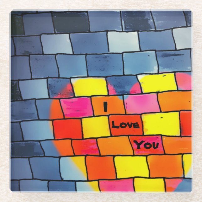 Dessous-de-verre En Verre Je t'aime Dessous de verre (Devant)