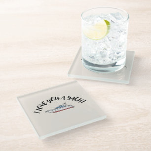 Dessous-de-verre En Verre "Je t'aime un yacht" Mariage d'anniversaire au bor