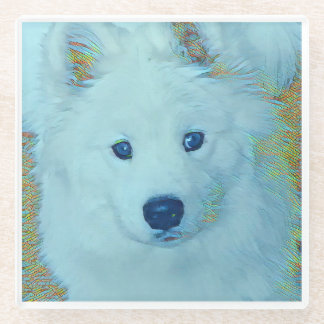 Dessous-de-verre En Verre Jeune Samoyed sur dessous de verre en verre