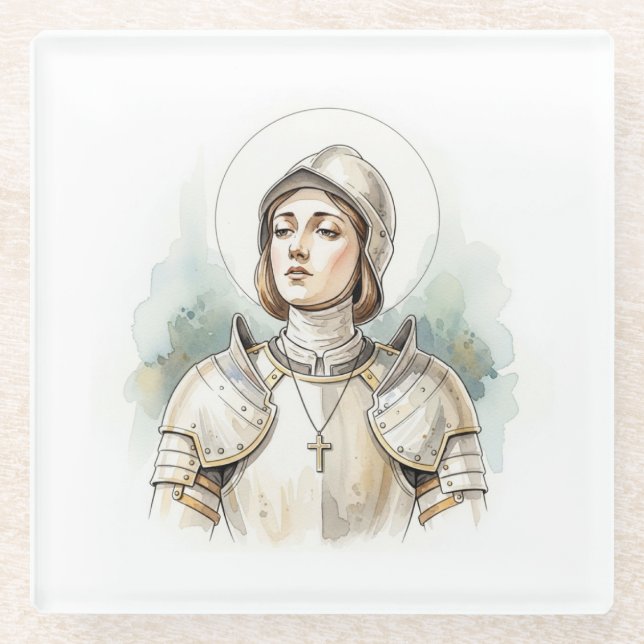 Dessous-de-verre En Verre Joan of Arc , Catholic Gifts (Devant)