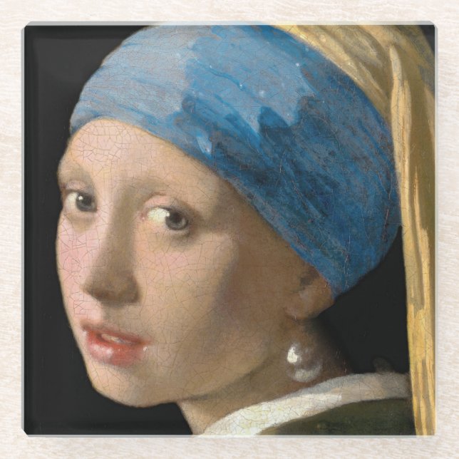Dessous-de-verre En Verre Johannes Vermeer - Fille avec une oreille perle (Devant)