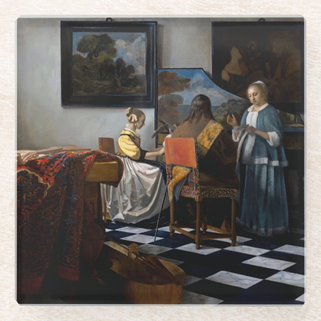 Dessous-de-verre En Verre Johannes Vermeer - Le Concert (Devant)