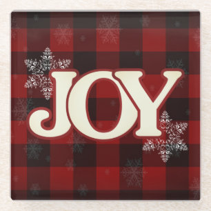 Dessous-de-verre En Verre JOIE de Noël Élégant plaid rouge de bison