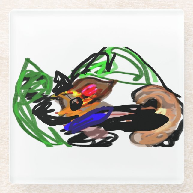 Dessous-de-verre En Verre Joie husky (Devant)