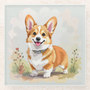 Dessous-de-verre En Verre Joli chien Pembroke Welsh Corgi rouge