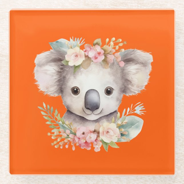 Dessous-de-verre En Verre Joli Koala Orange (Devant)