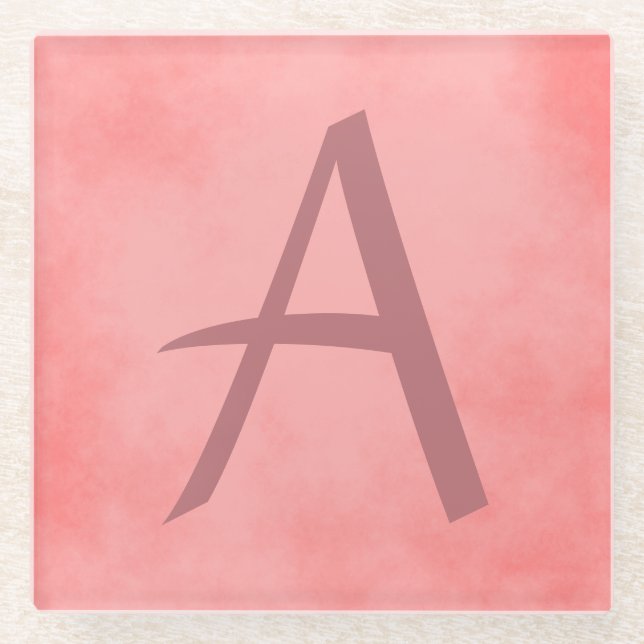 Dessous-de-verre En Verre Joli Monogramme rose (Devant)