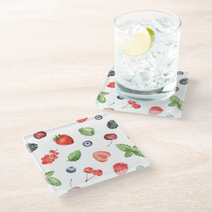 Dessous-de-verre En Verre Joli Motif Berry aquarelle