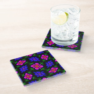 Dessous-de-verre En Verre Joli Motif de fleurs roses