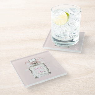 Dessous-de-verre En Verre Joli nœud de bouteille de parfum rose