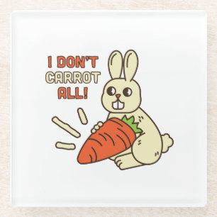 Dessous-de-verre En Verre Joli Petit Lapin Tenant Sa Carotte