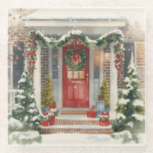 Joli Porche de Noël enneigé
