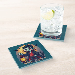 Dessous-de-verre En Verre Joli Vampire avec Lanterne Kawaii Halloween