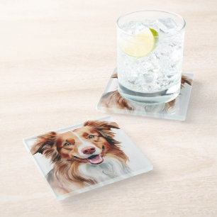 DESSOUS-DE-VERRE EN VERRE JOLIE CHIEN AUSTRALIEN DE COULEUR D'EAU