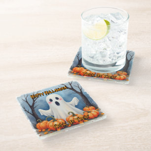 Dessous-de-verre En Verre Jolie collection effrayante d'Halloween moderne