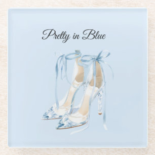 Dessous-de-verre En Verre Jolie en talons hauts bleus