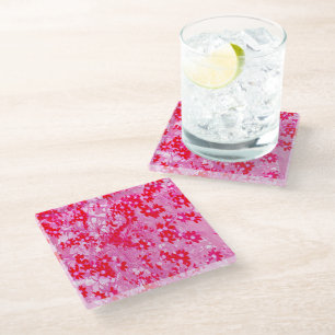 Dessous-de-verre En Verre Jolies Fleurs Rouges