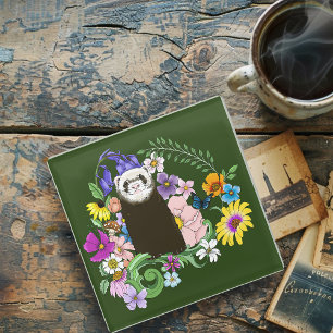 Dessous-de-verre En Verre Jolies fleurs sauvages de furet sableux en bois ve