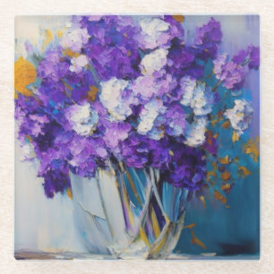 Dessous-de-verre En Verre Jolies fleurs violettes vintage