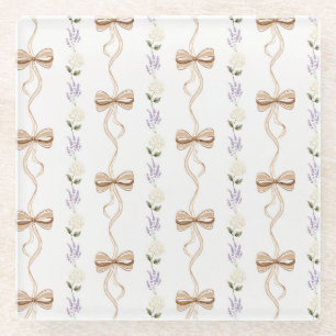 Dessous-de-verre En Verre Jolis rubans de fleurs blanches lavande