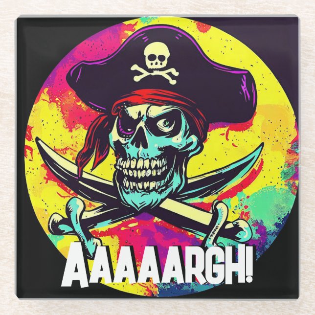 Dessous-de-verre En Verre Jolly roger moderne (Devant)