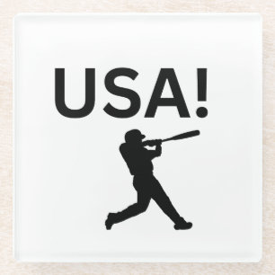Dessous-de-verre En Verre joueur de baseball américain utilisant dot comme b