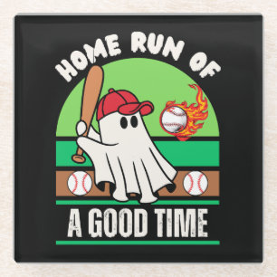 Dessous-de-verre En Verre Joueur de baseball fantôme Halloween