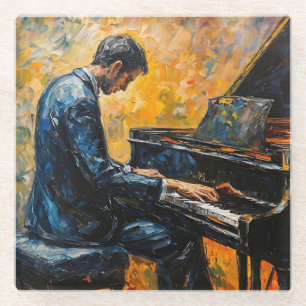 Dessous-de-verre En Verre Joueur de piano - Peinture à l'huile