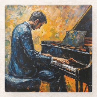 Dessous-de-verre En Verre Joueur de piano - Peinture à l'huile