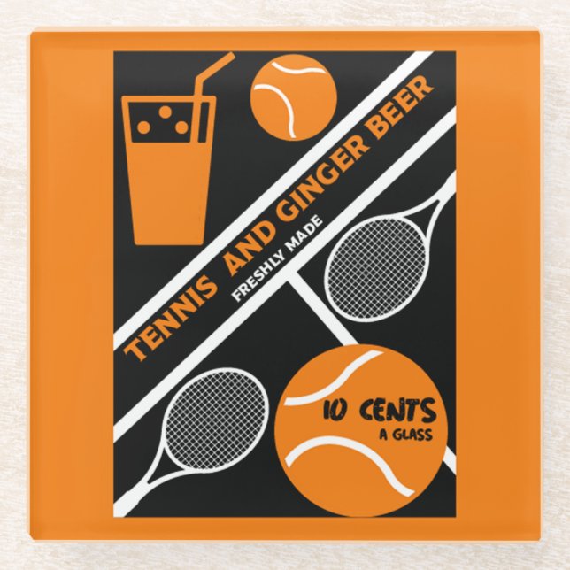 Dessous-de-verre En Verre Joueur de tennis de pelouse Art graphique (Devant)
