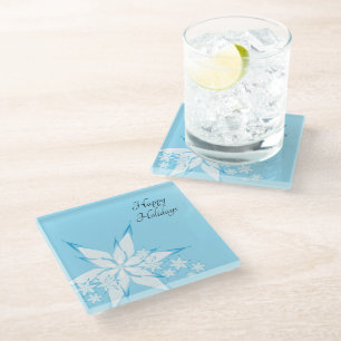 Dessous-de-verre En Verre Joyeuses fêtes avec l'art du flocon de neige