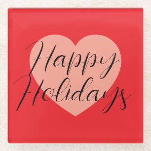 Dessous-de-verre En Verre Joyeuses Fêtes Joyeux Noël Période de Vacances Cœu