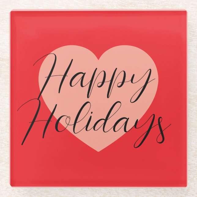 Dessous-de-verre En Verre Joyeuses Fêtes Joyeux Noël Période des Fêtes Cœur (Devant)