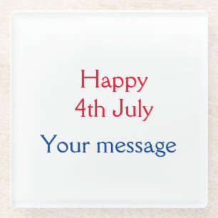 Dessous-de-verre En Verre Joyeux 4 juillet jour de l'indépendance ajoutez no