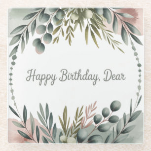 Dessous-de-verre En Verre Joyeux anniversaire Cher Dessous de verre en verre