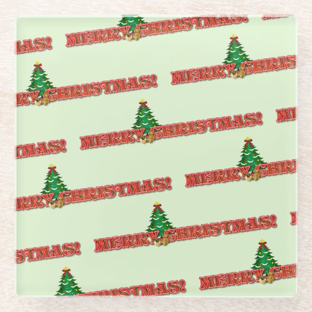 Dessous-de-verre En Verre Joyeux cadeau de Noël moderne (Devant)