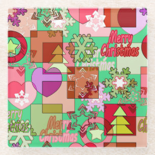 Dessous-de-verre En Verre Joyeux décor de Noël ornement flocon de neige en