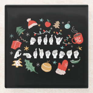 Dessous-de-verre En Verre Joyeux Noël - ASL American Sign Language III